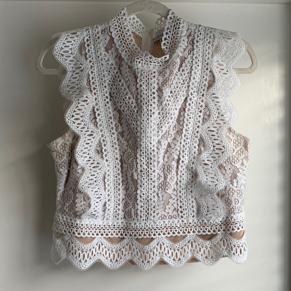 Lucy Paris White Lace Blouse